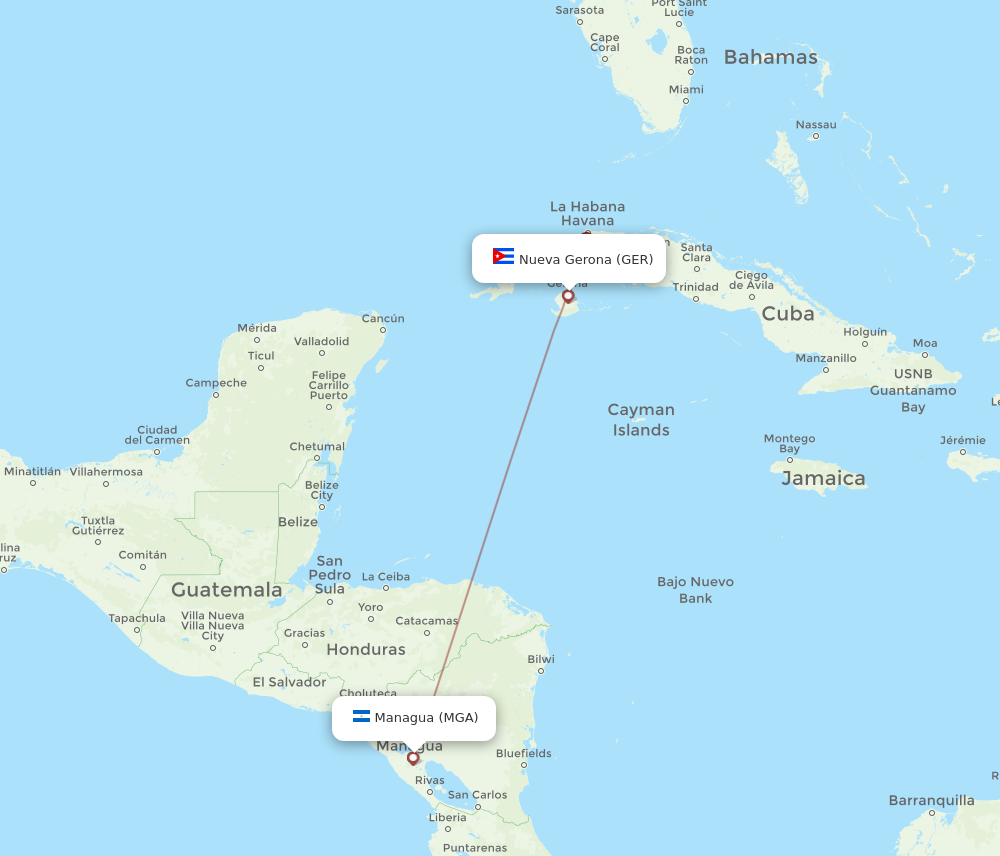 Flights From Nueva Gerona To Managua Ger To Mga Flight Routes