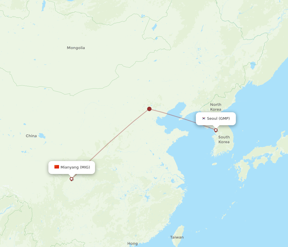 All Flight Routes From Mian Yang To Seoul MIG To GMP Flight Routes