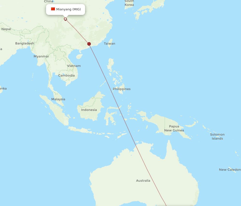 Flights From Mian Yang To Melbourne MIG To MEL Flight Routes