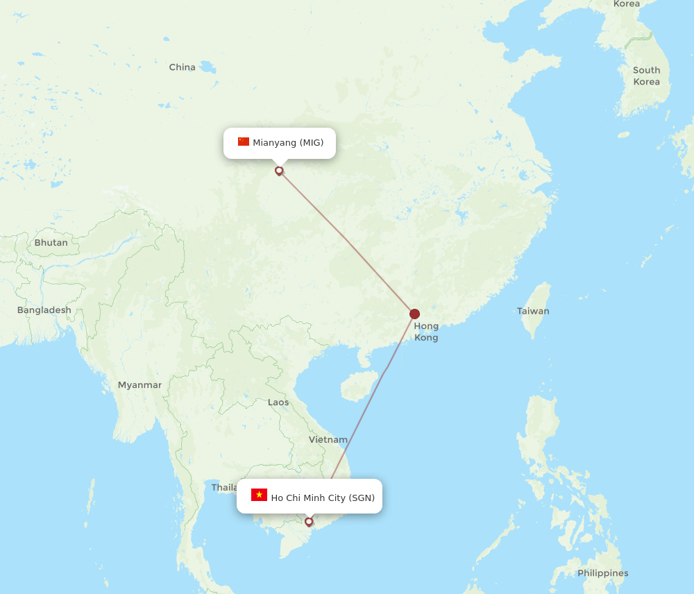 Flights From Mian Yang To Ho Chi Minh City Mig To Sgn Flight Routes