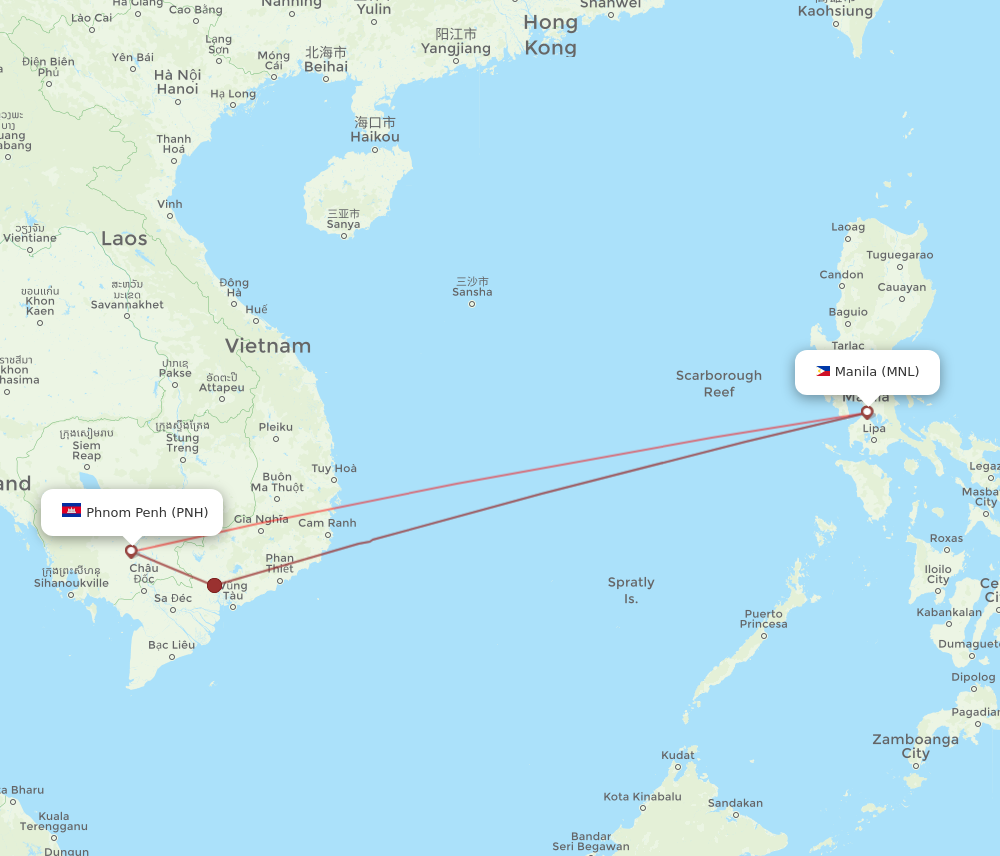 All Flight Routes From Manila To Phnom Penh Mnl To Pnh Flight Routes