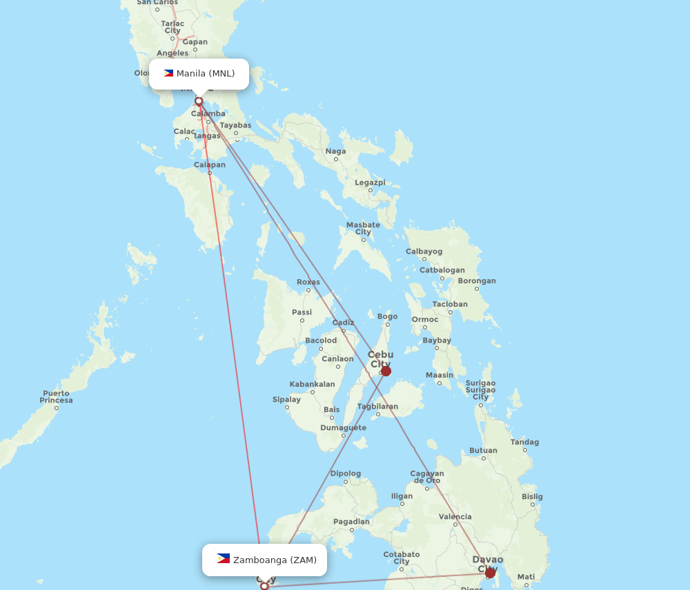 All Flight Routes From Manila To Zamboanga MNL To ZAM Flight Routes