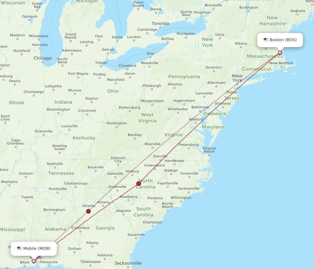 All Flight Routes From Mobile To Boston Mob To Bos Flight Routes