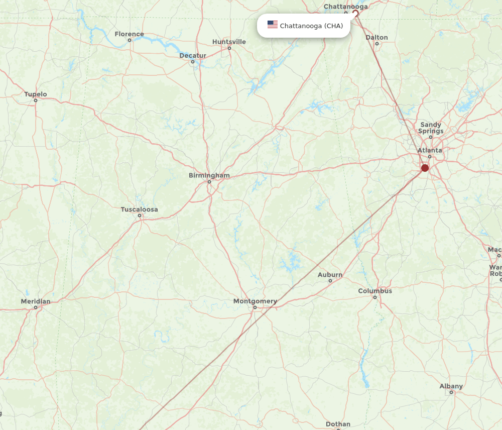 All Flight Routes From Mobile To Chattanooga MOB To CHA Flight Routes