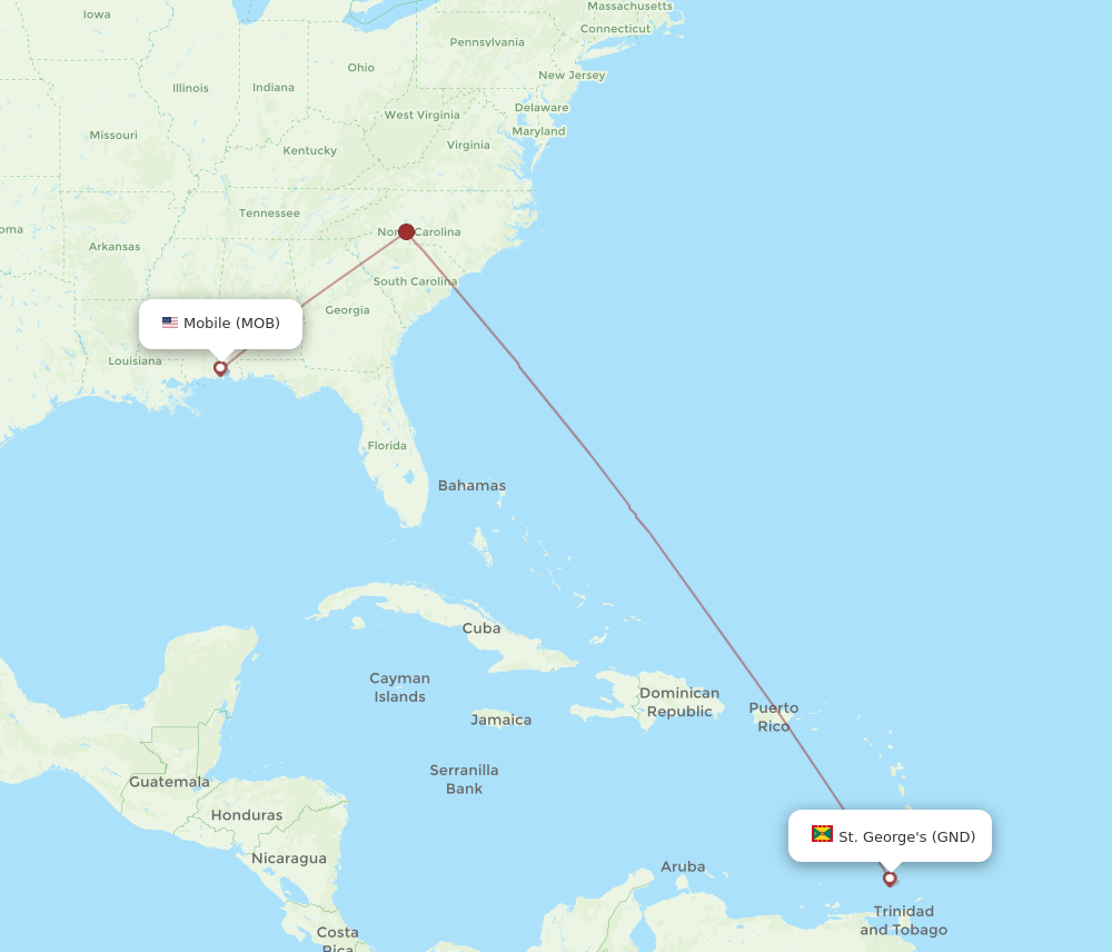 Flights From Mobile To St George S MOB To GND Flight Routes