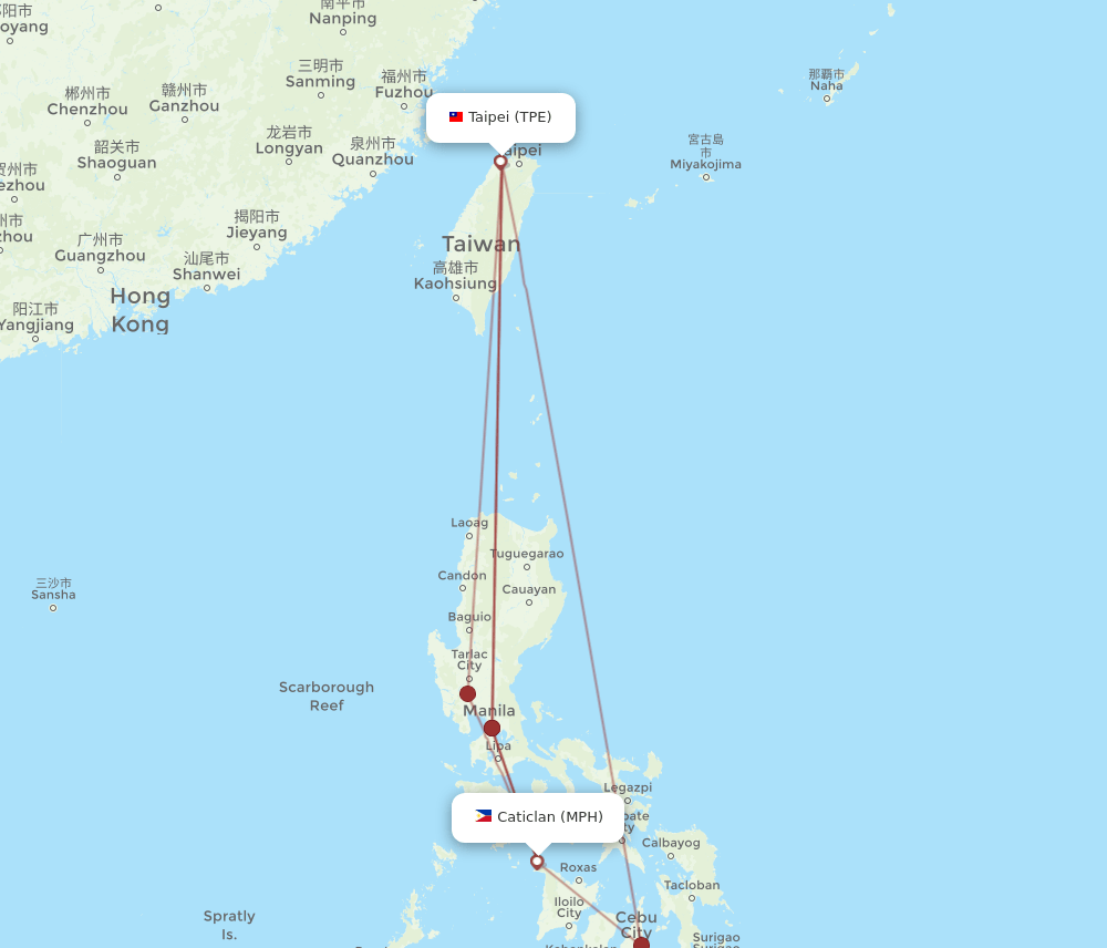 All Flight Routes From Caticlan To Taipei MPH To TPE Flight Routes