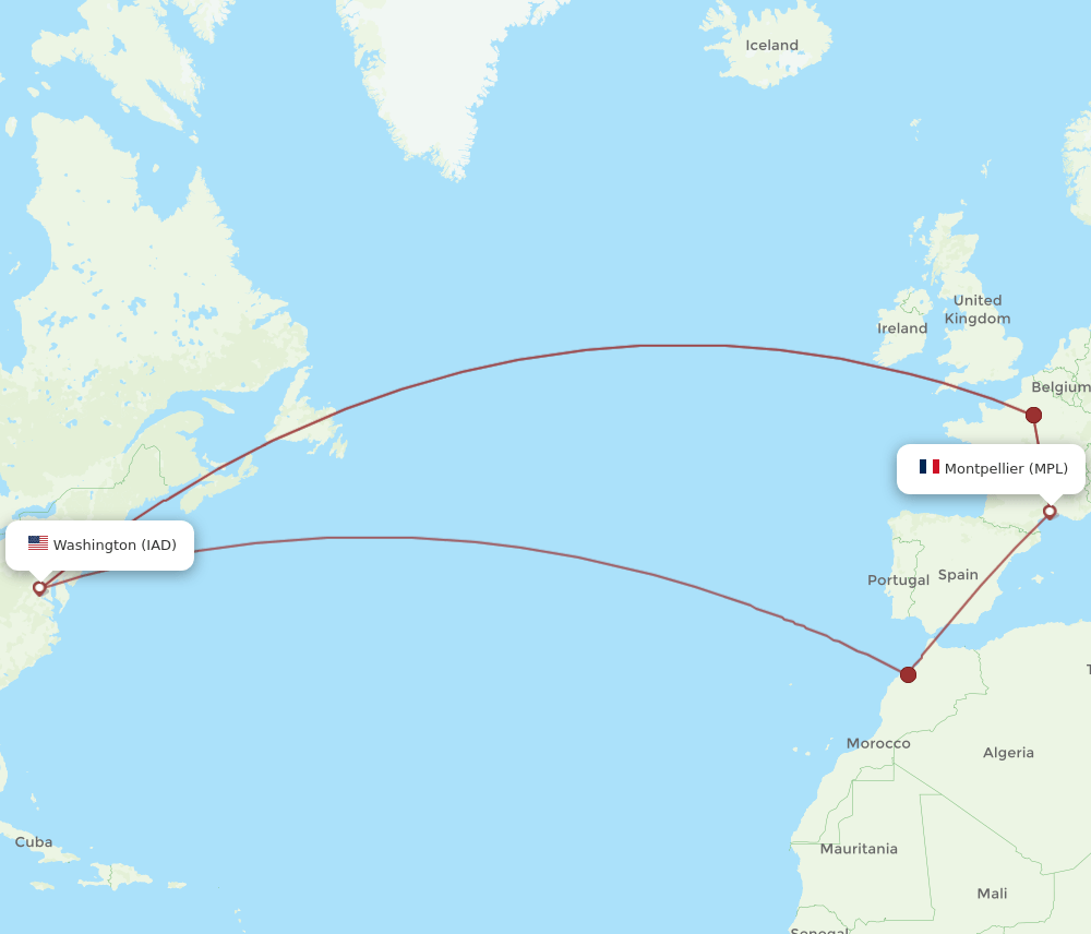 Flights From Montpellier To Dulles MPL To IAD Flight Routes