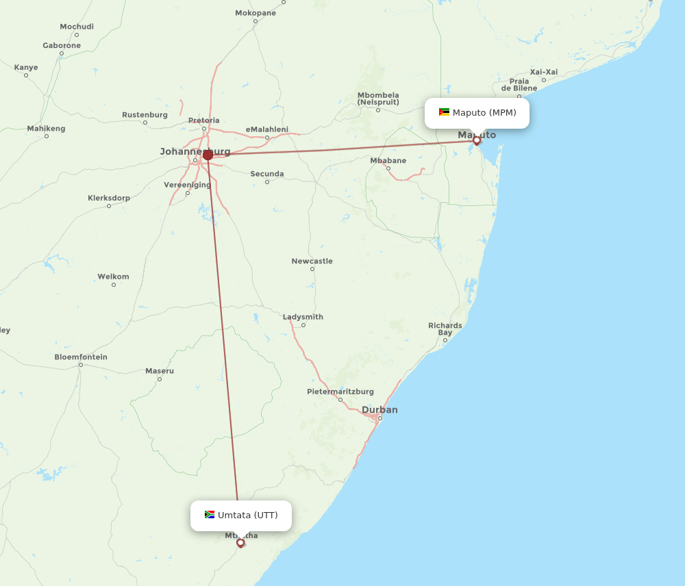 All Flight Routes From Maputo To Umtata Mpm To Utt Flight Routes