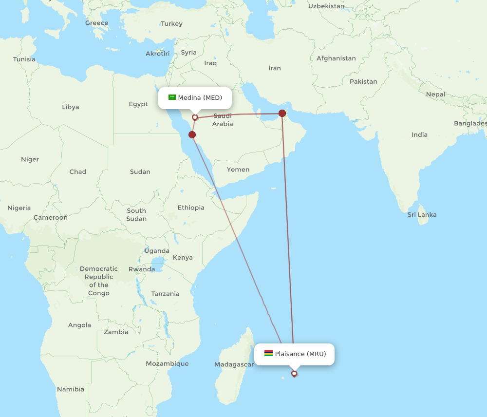 All Flight Routes From Mauritius To Madinah Mru To Med Flight Routes