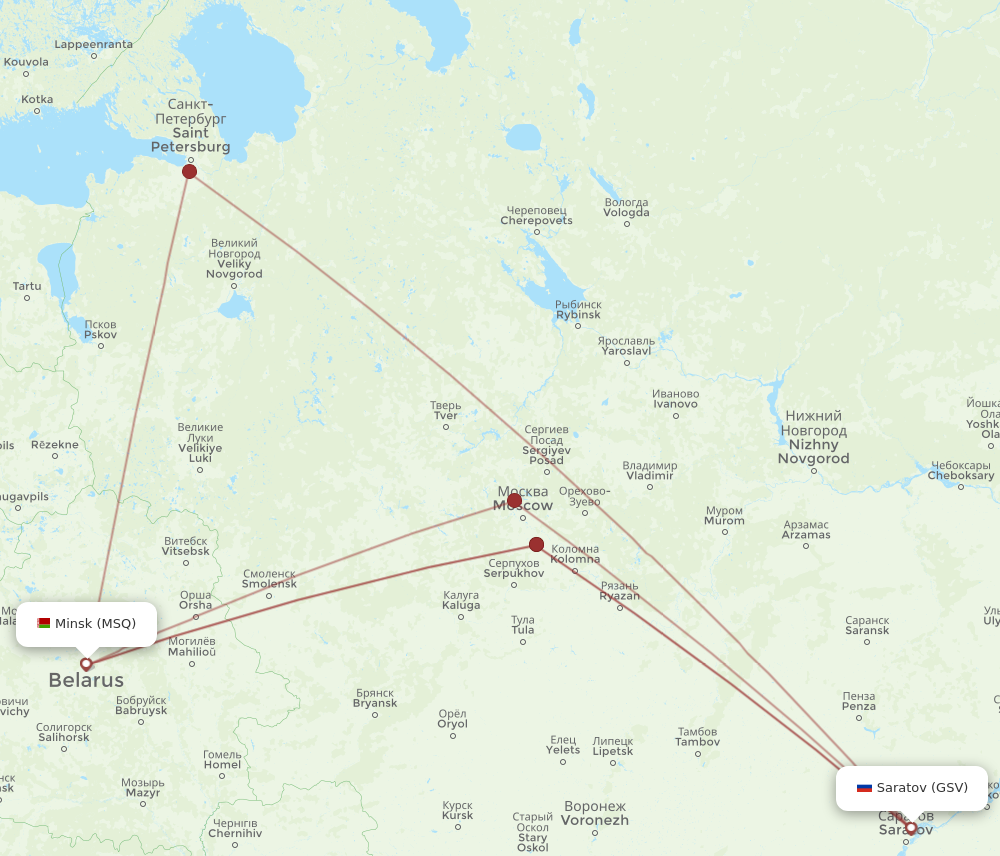 Flights From Minsk To Saratov Msq To Gsv Flight Routes