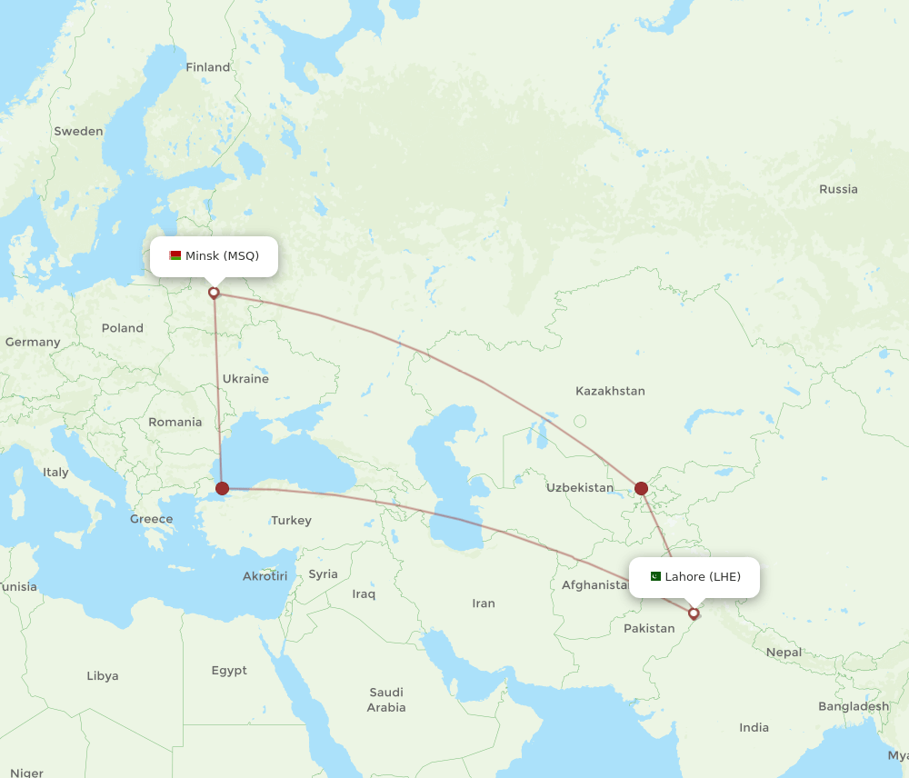 Flights From Minsk To Lahore MSQ To LHE Flight Routes