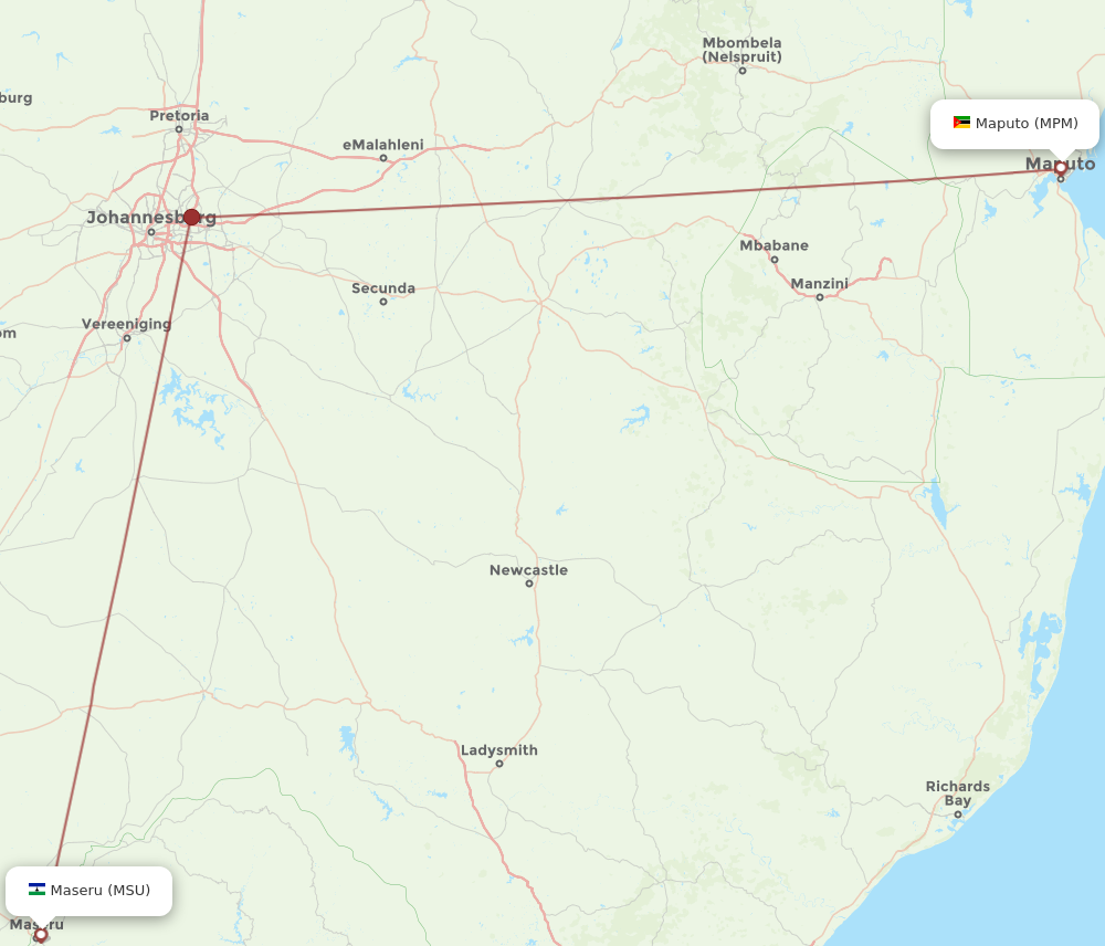 All Flight Routes From Maputo To Maseru MPM To MSU Flight Routes