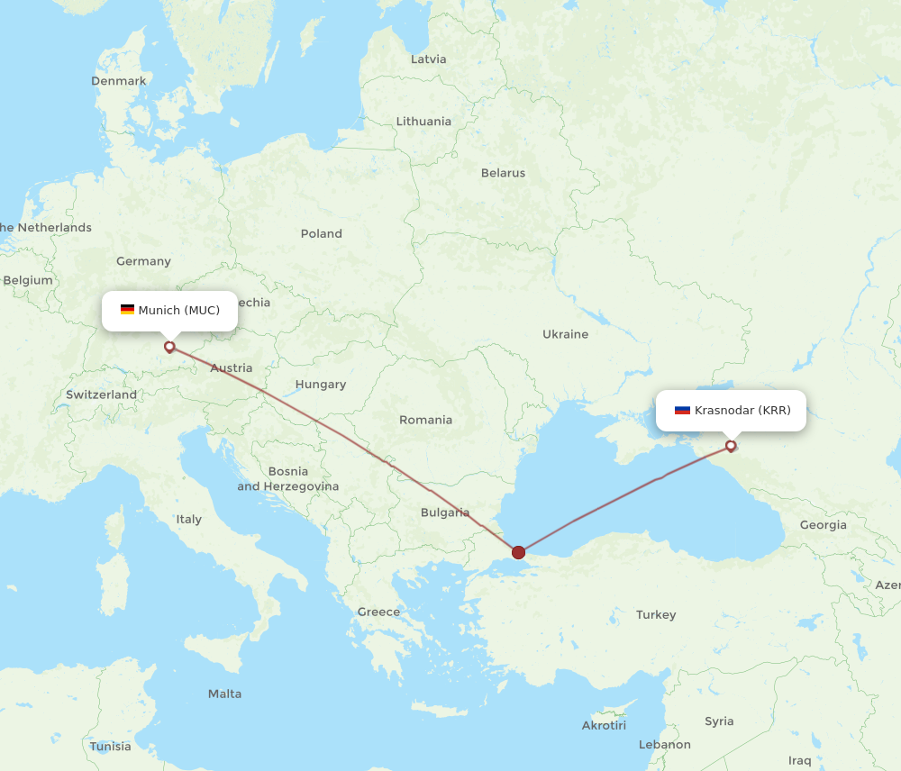 All Flight Routes From Munich To Krasnodar MUC To KRR Flight Routes