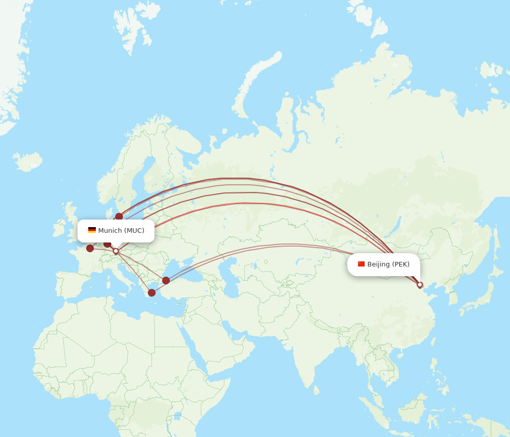 All Flight Routes From Munich To Beijing MUC To PEK Flight Routes