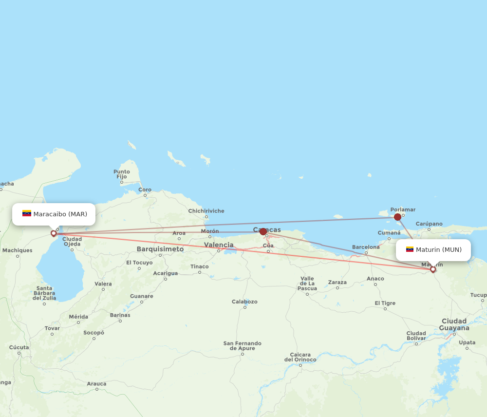 All Flight Routes From Maturin To Maracaibo Mun To Mar Flight Routes