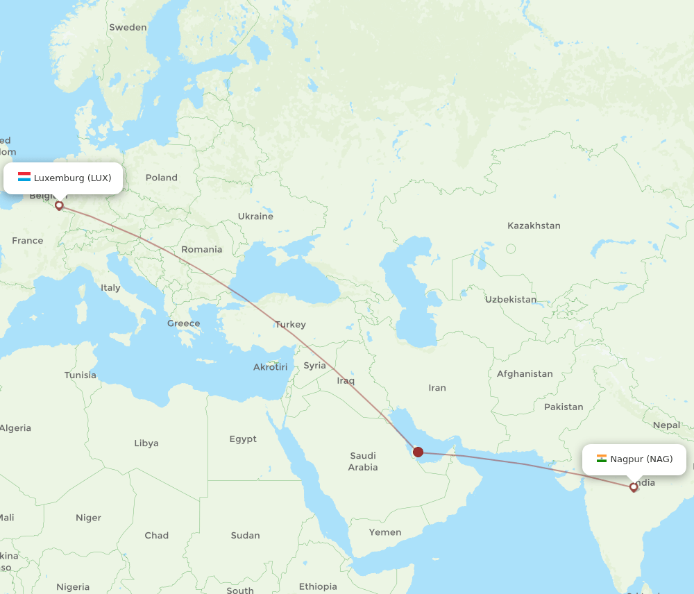 Flights From Luxembourg To Nagpur LUX To NAG Flight Routes