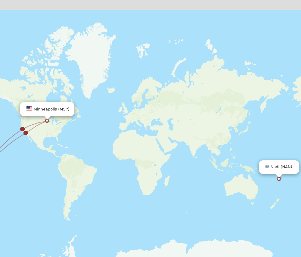 All Flight Routes From Nadi To Minneapolis Nan To Msp Flight Routes