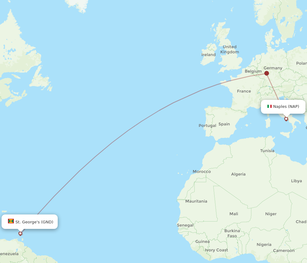 Flights From Naples To St George S Nap To Gnd Flight Routes