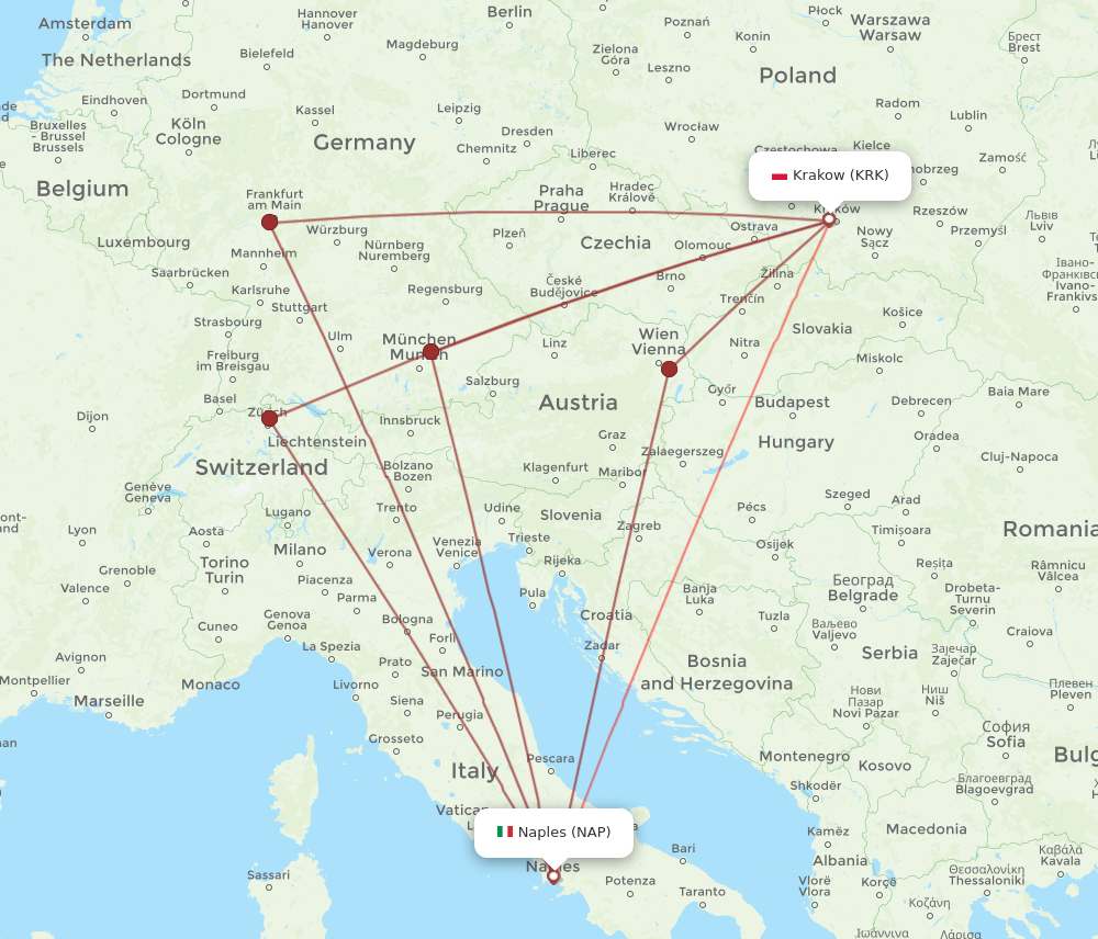 All Flight Routes From Naples To Krakow Nap To Krk Flight Routes