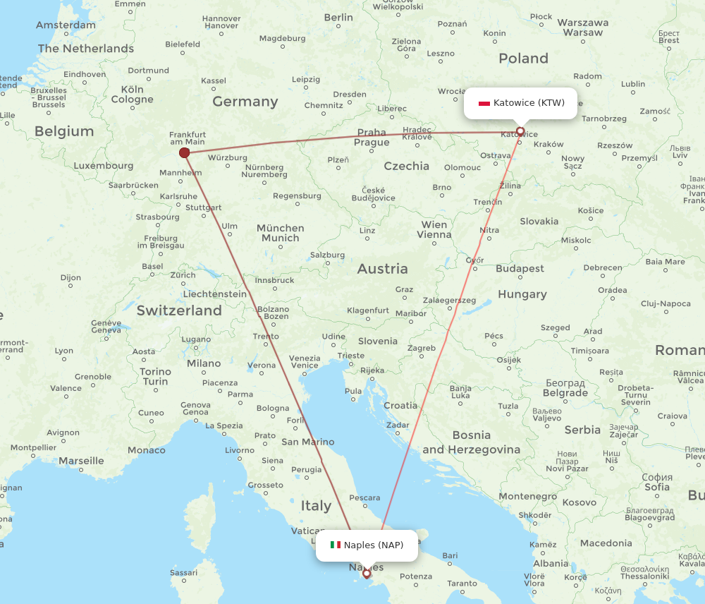 All Flight Routes From Naples To Katowice Nap To Ktw Flight Routes