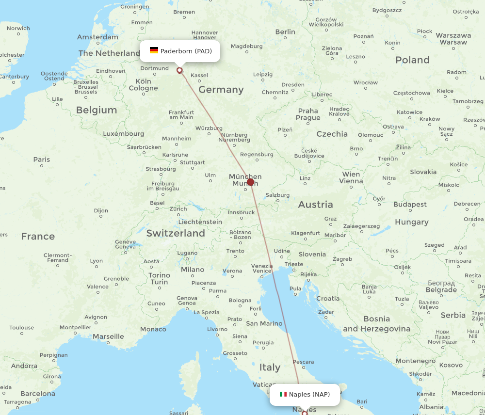 Flights From Naples To Paderborn NAP To PAD Flight Routes