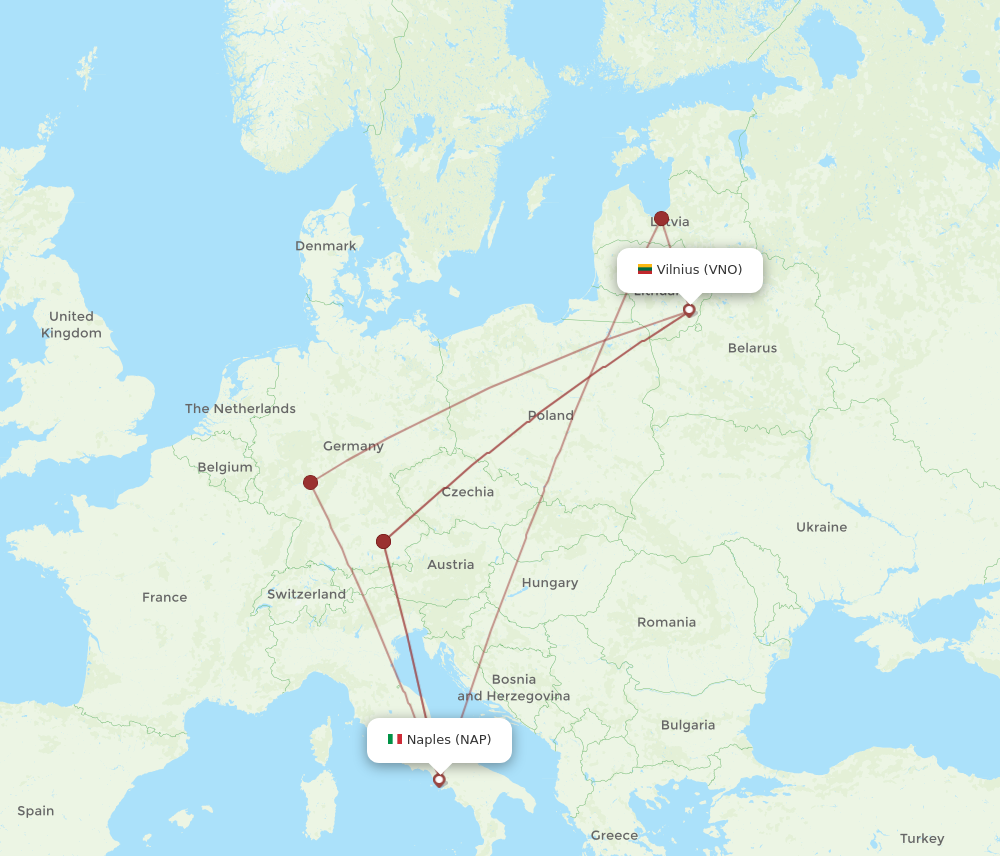 All Flight Routes From Naples To Vilnius Nap To Vno Flight Routes