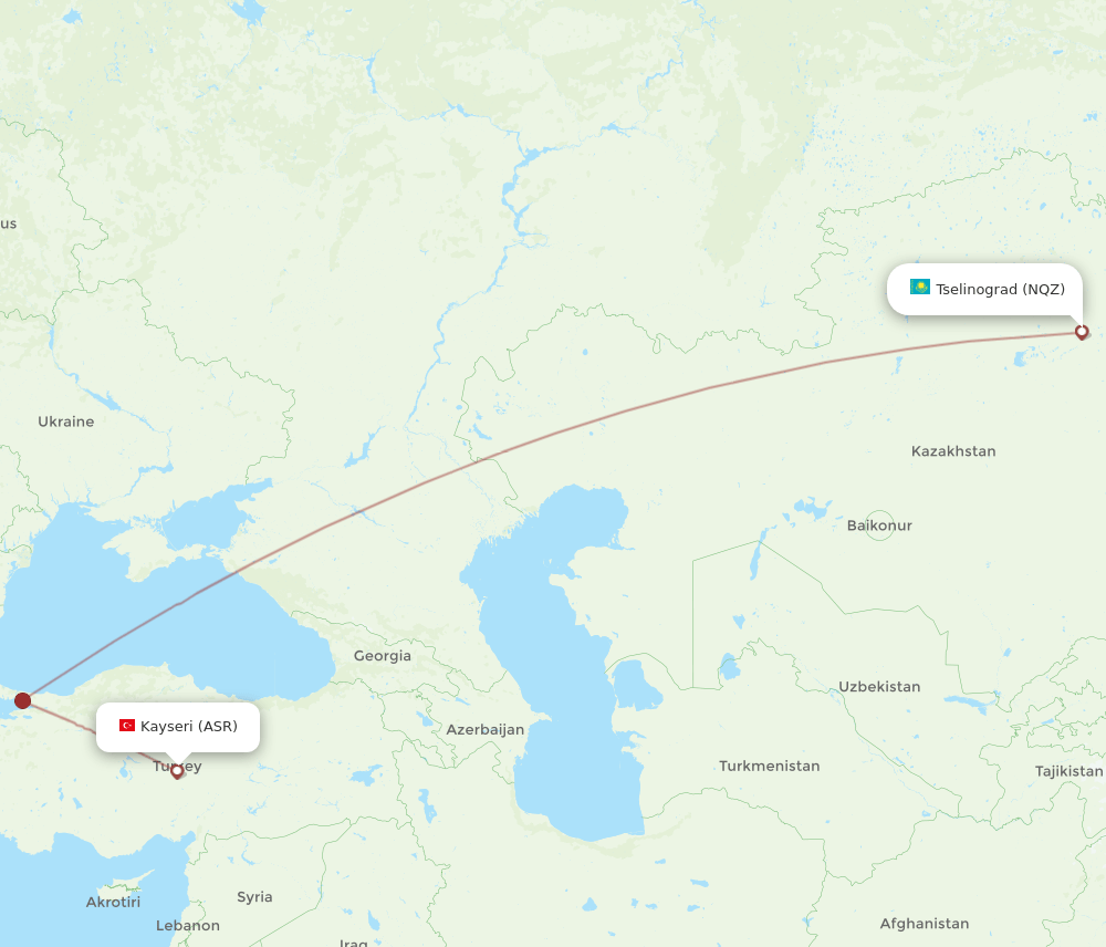 All Flight Routes From Astana To Kayseri Nqz To Asr Flight Routes