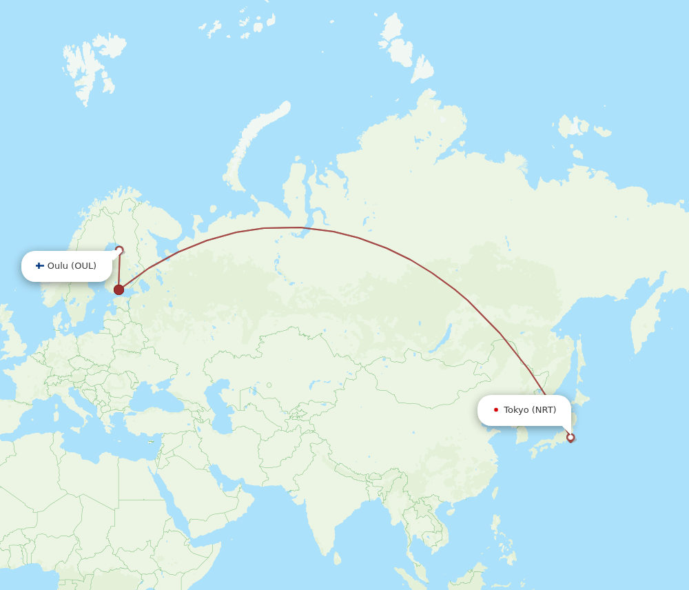 All Flight Routes From Tokyo To Oulu NRT To OUL Flight Routes