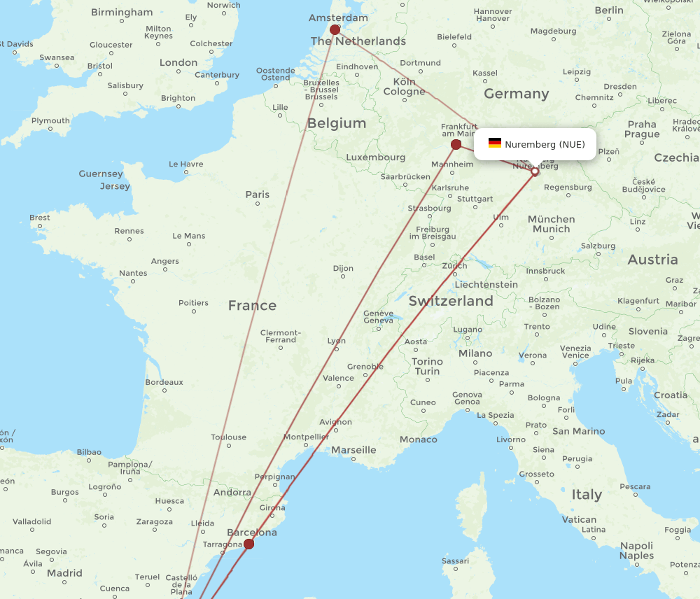 All Flight Routes From Nuremberg To Alicante NUE To ALC Flight Routes