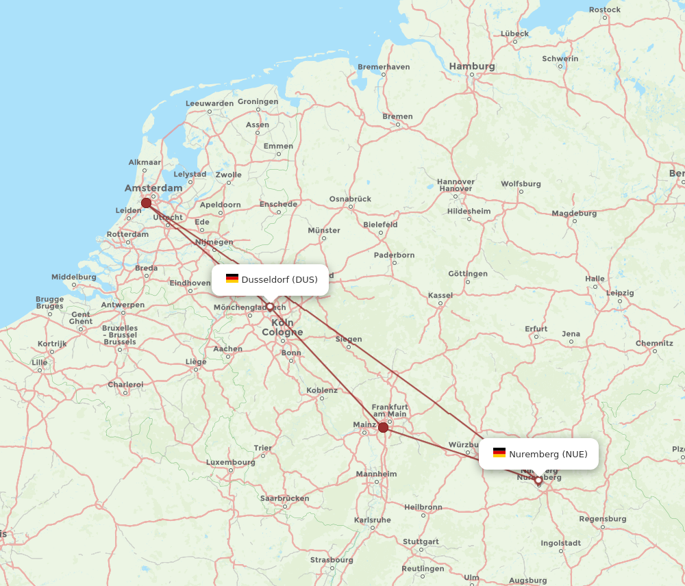 Flights From Nuremberg To Dusseldorf NUE To DUS Flight Routes