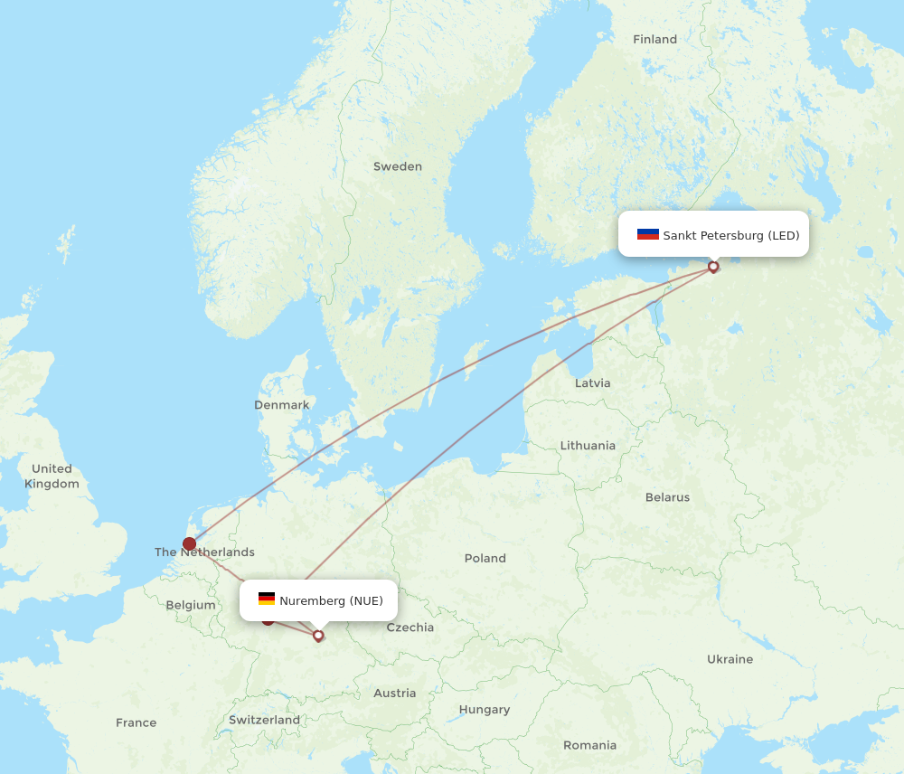 Flights From Nuremberg To Saint Petersburg Nue To Led Flight Routes