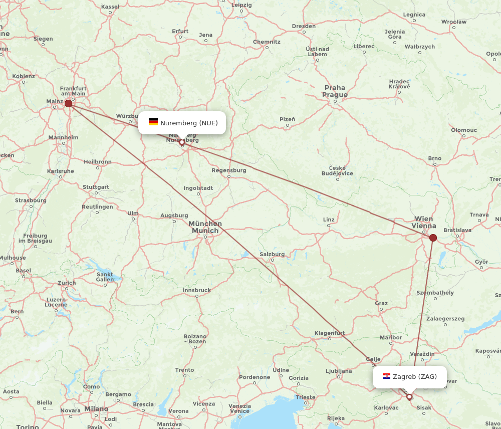 Flights From Zagreb To Nuremberg ZAG To NUE Flight Routes