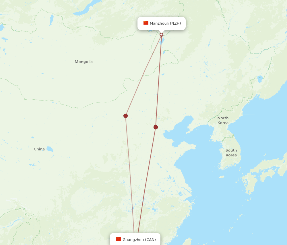 Flights From Manzhouli To Guangzhou Nzh To Can Flight Routes