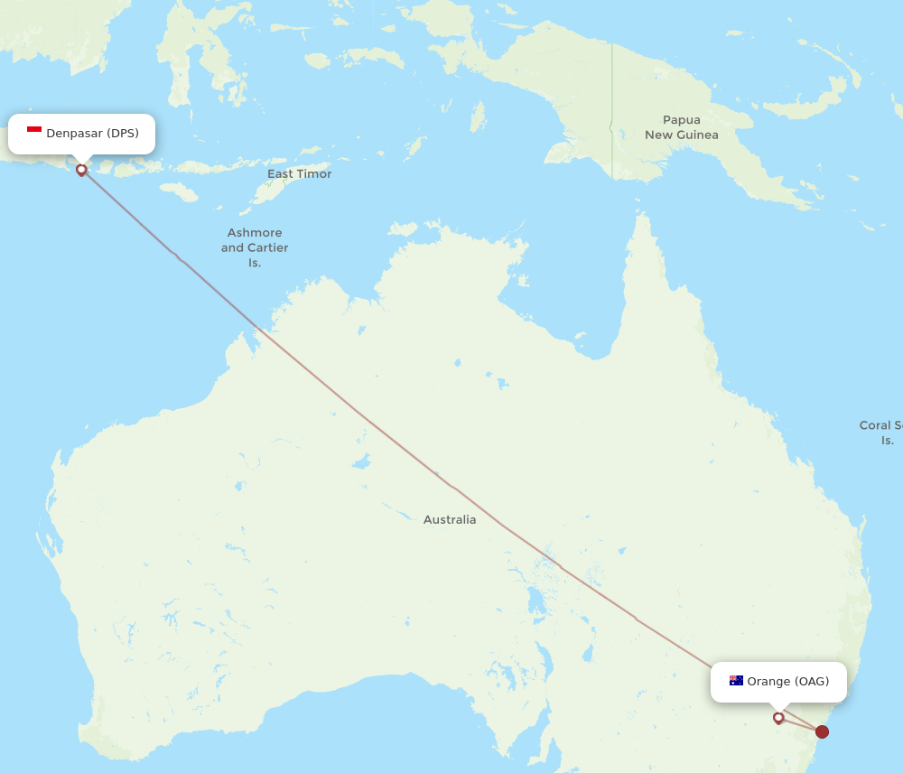 All Flight Routes From Orange To Denpasar Oag To Dps Flight Routes