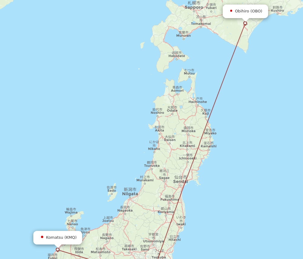 All Flight Routes From Obihiro To Komatsu Obo To Kmq Flight Routes