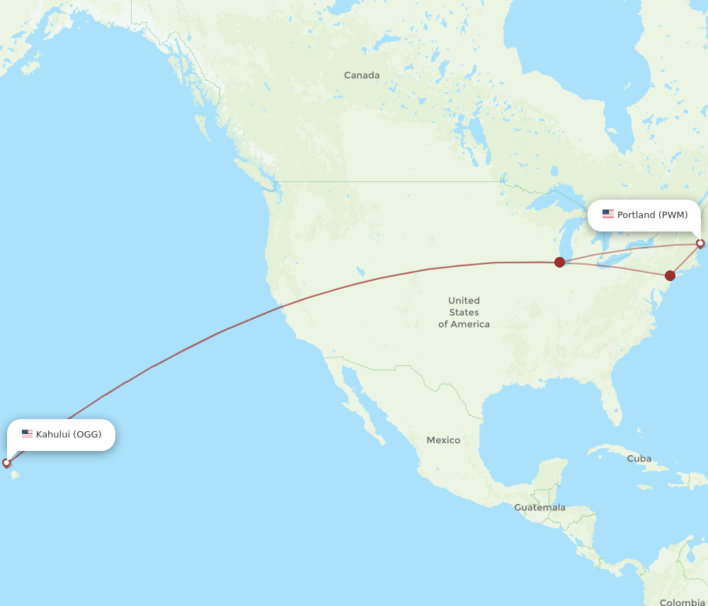 Flights From Kahului To Portland Ogg To Pwm Flight Routes