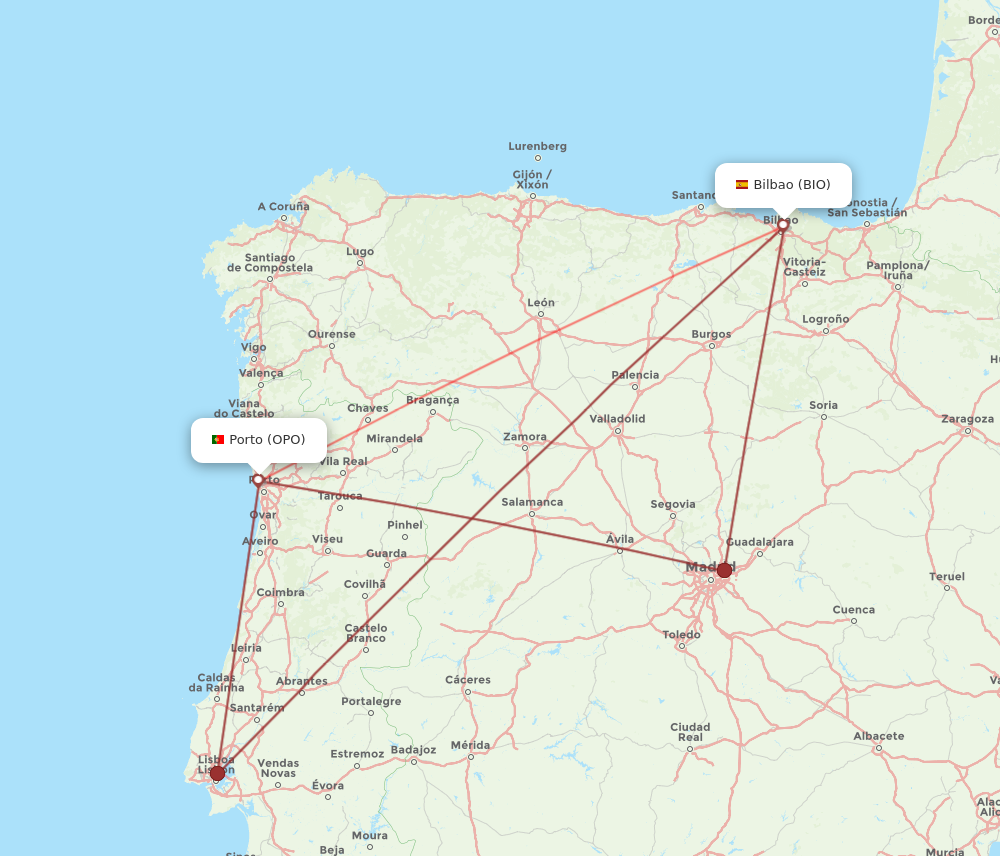 Flights From Porto To Bilbao OPO To BIO Flight Routes