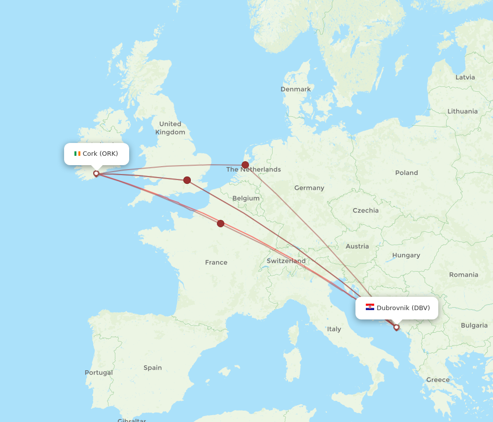 Flights From Cork To Dubrovnik ORK To DBV Flight Routes