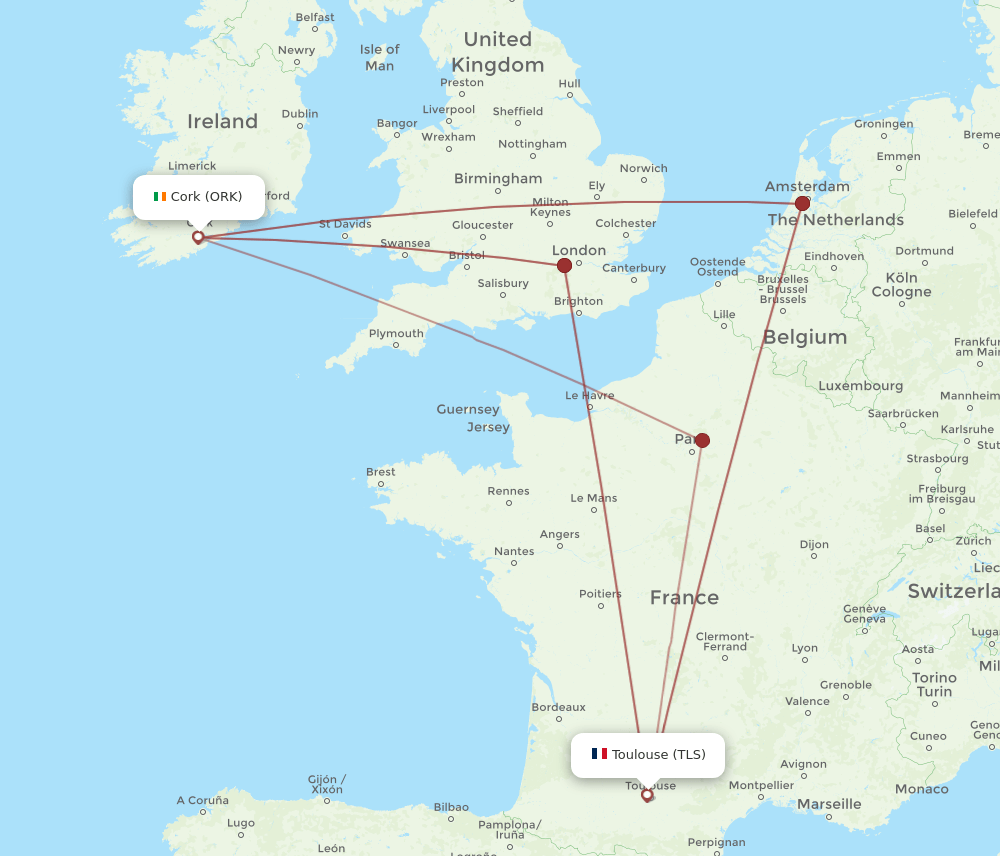 Flights From Cork To Toulouse ORK To TLS Flight Routes