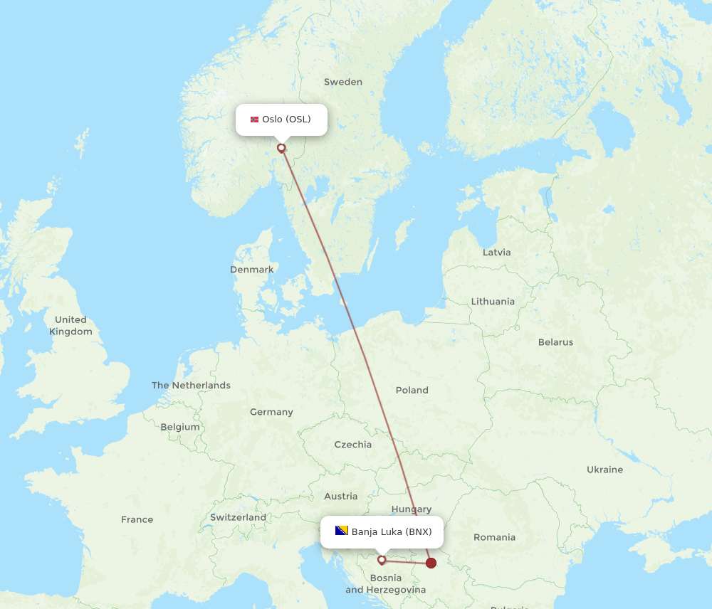 Flights From Oslo To Banja Luka Osl To Bnx Flight Routes