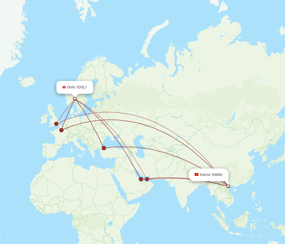 All Flight Routes From Oslo To Hanoi Osl To Han Flight Routes