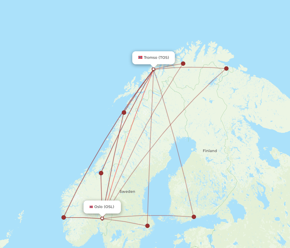 All Flight Routes From Oslo To Tromso OSL To TOS Flight Routes