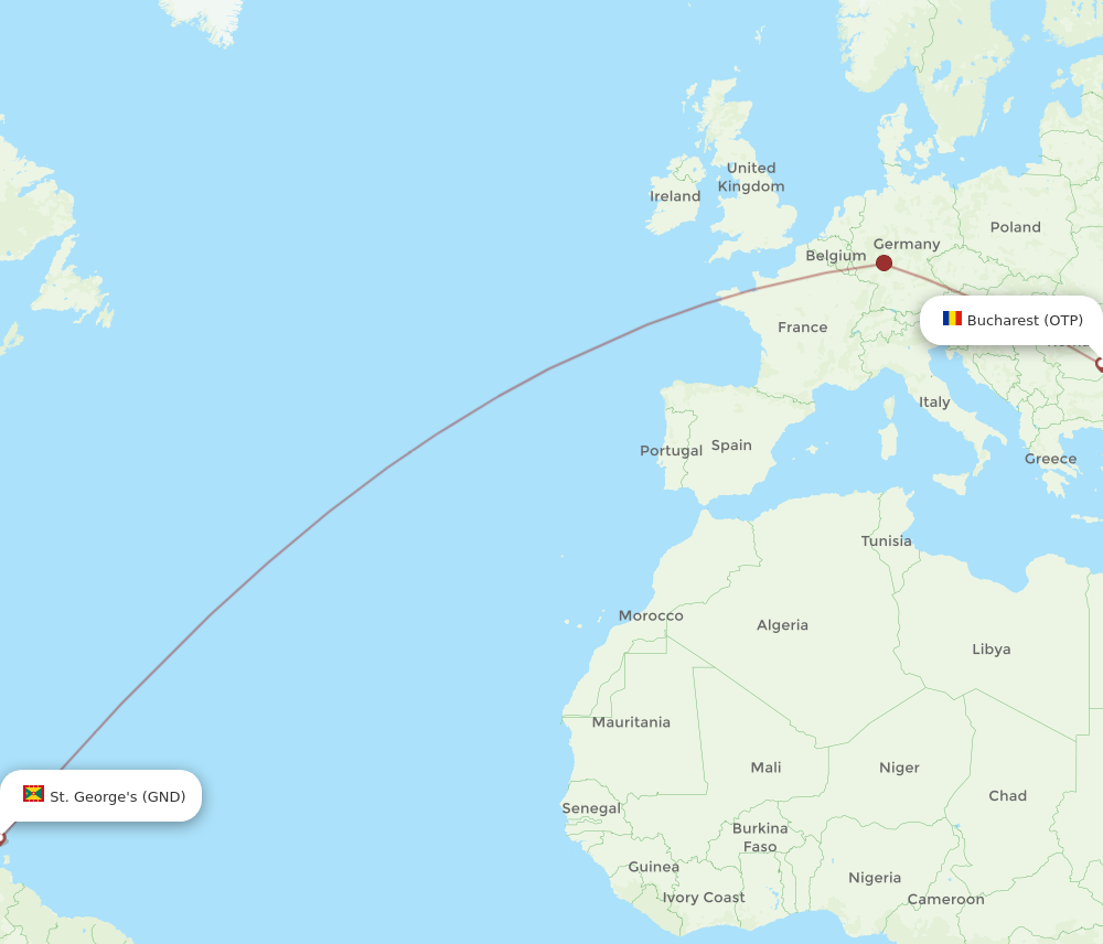 All Flight Routes From Bucharest To St George S OTP To GND Flight