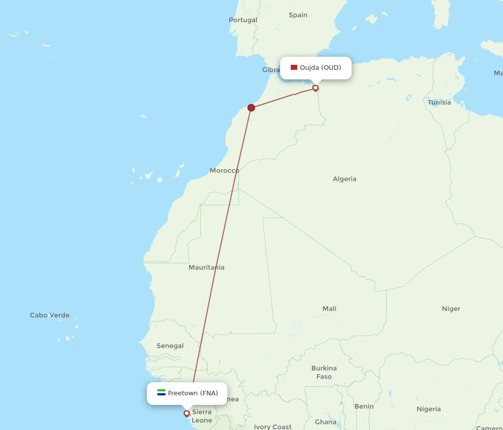 Flights From Oujda To Freetown Oud To Fna Flight Routes