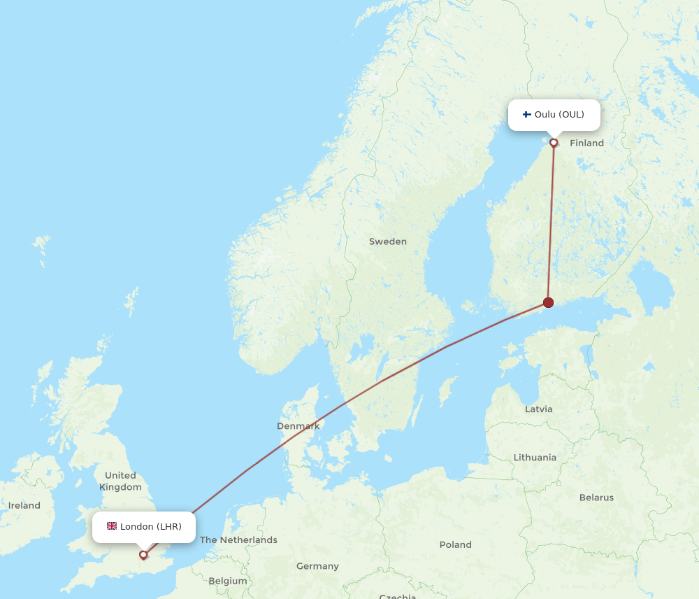 All Flight Routes From Oulu To London Oul To Lhr Flight Routes