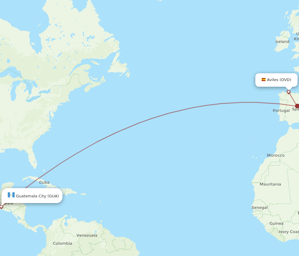 All Flight Routes From Guatemala City To Asturias Gua To Ovd Flight