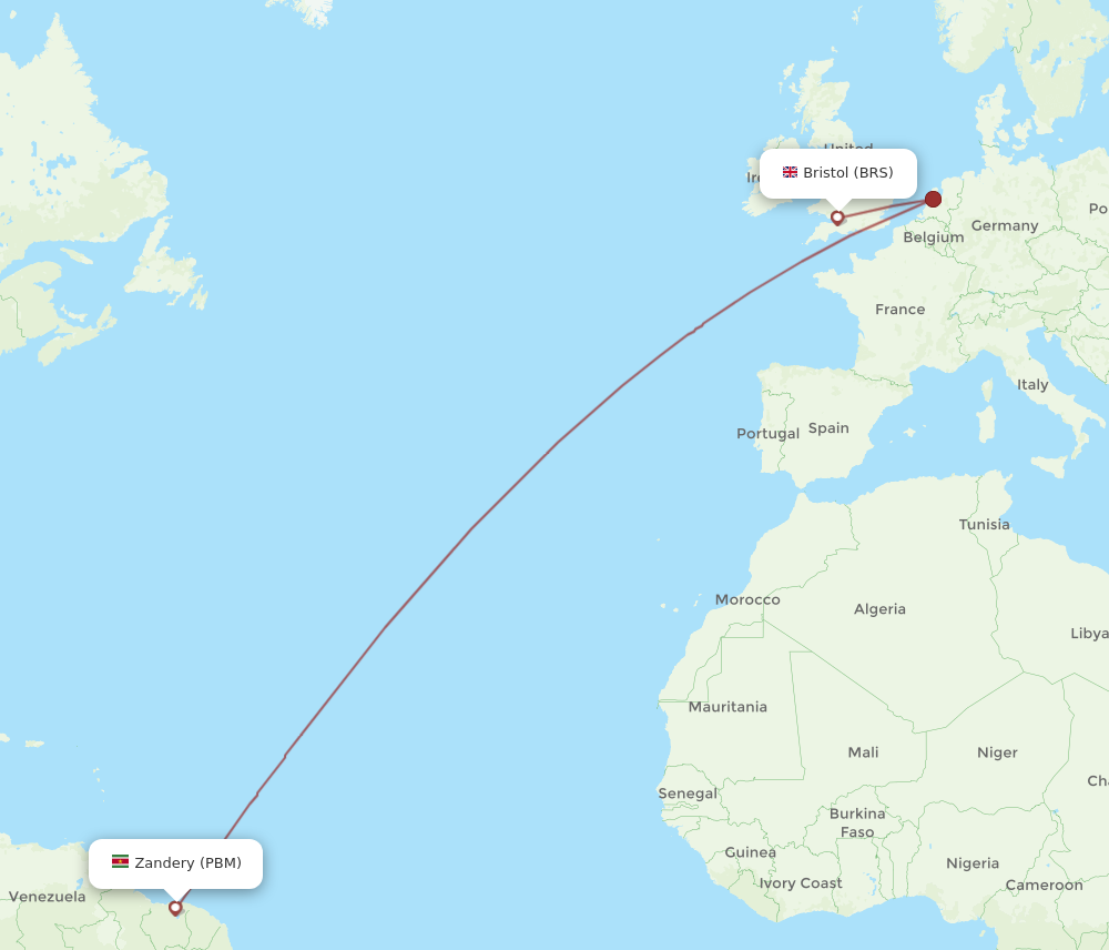 Flights From Paramaribo To Bristol PBM To BRS Flight Routes