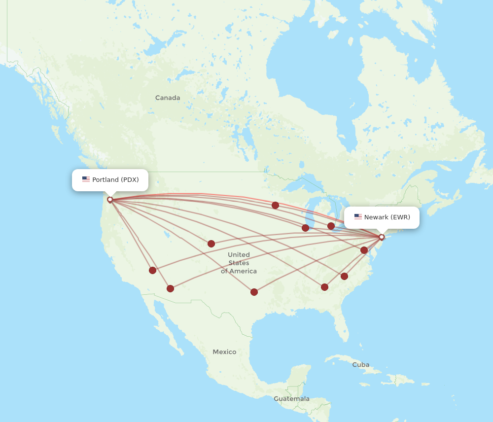 All Flight Routes From Portland To New York PDX To EWR Flight Routes