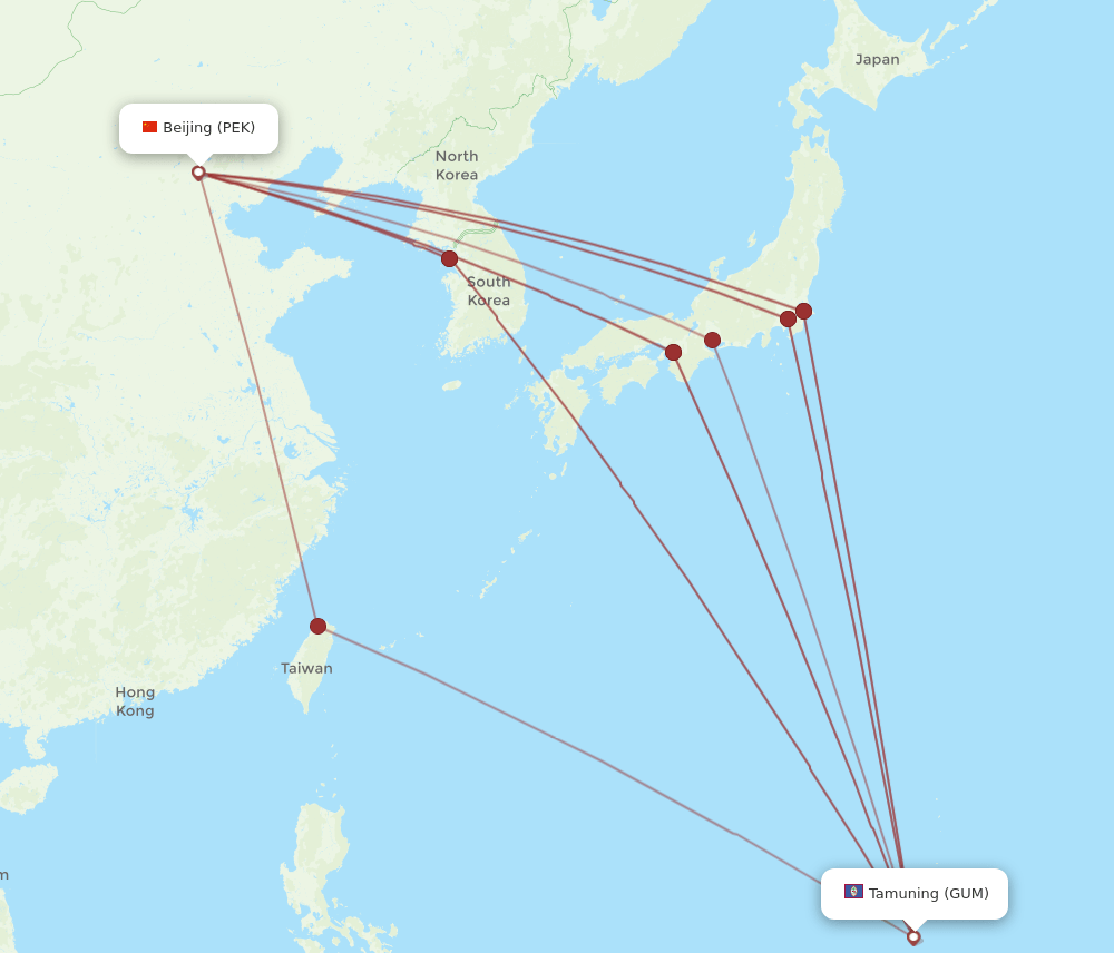 Flights From Beijing To Guam Pek To Gum Flight Routes