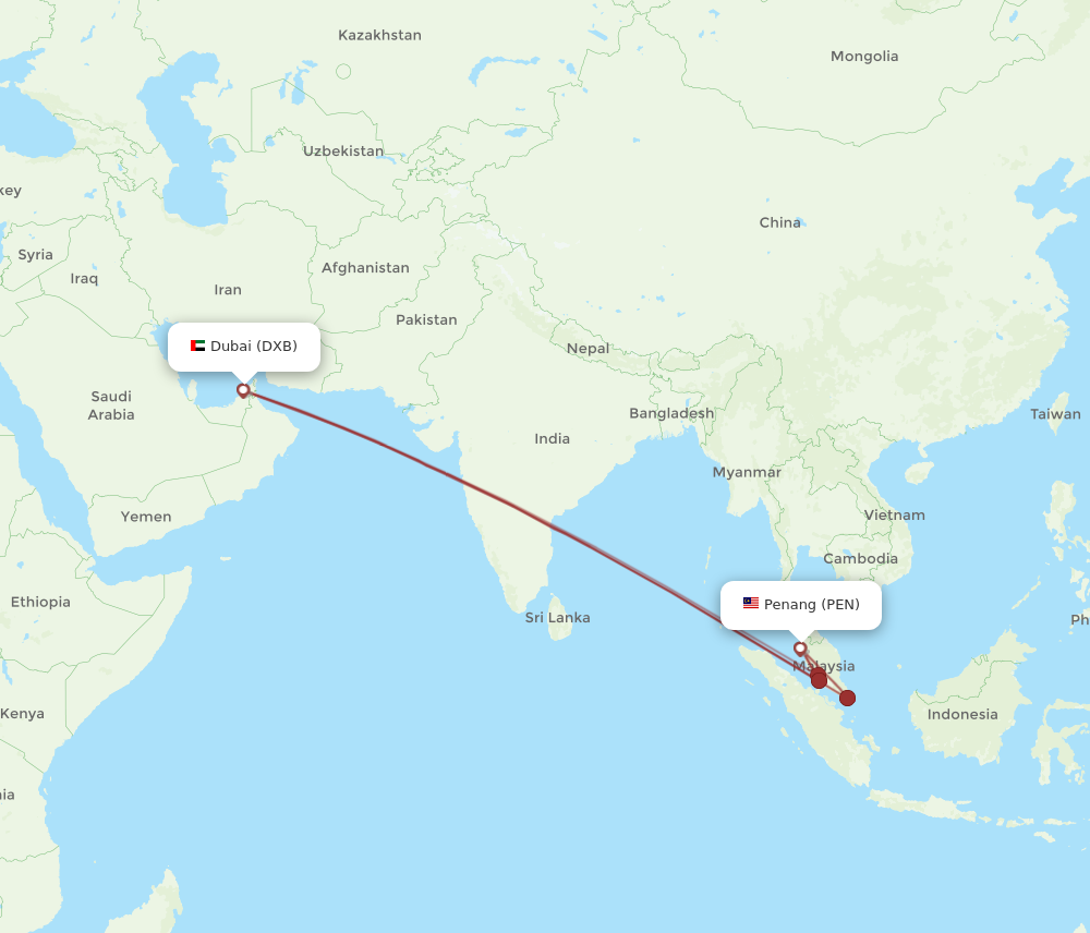 Flights From Penang To Dubai Pen To Dxb Flight Routes